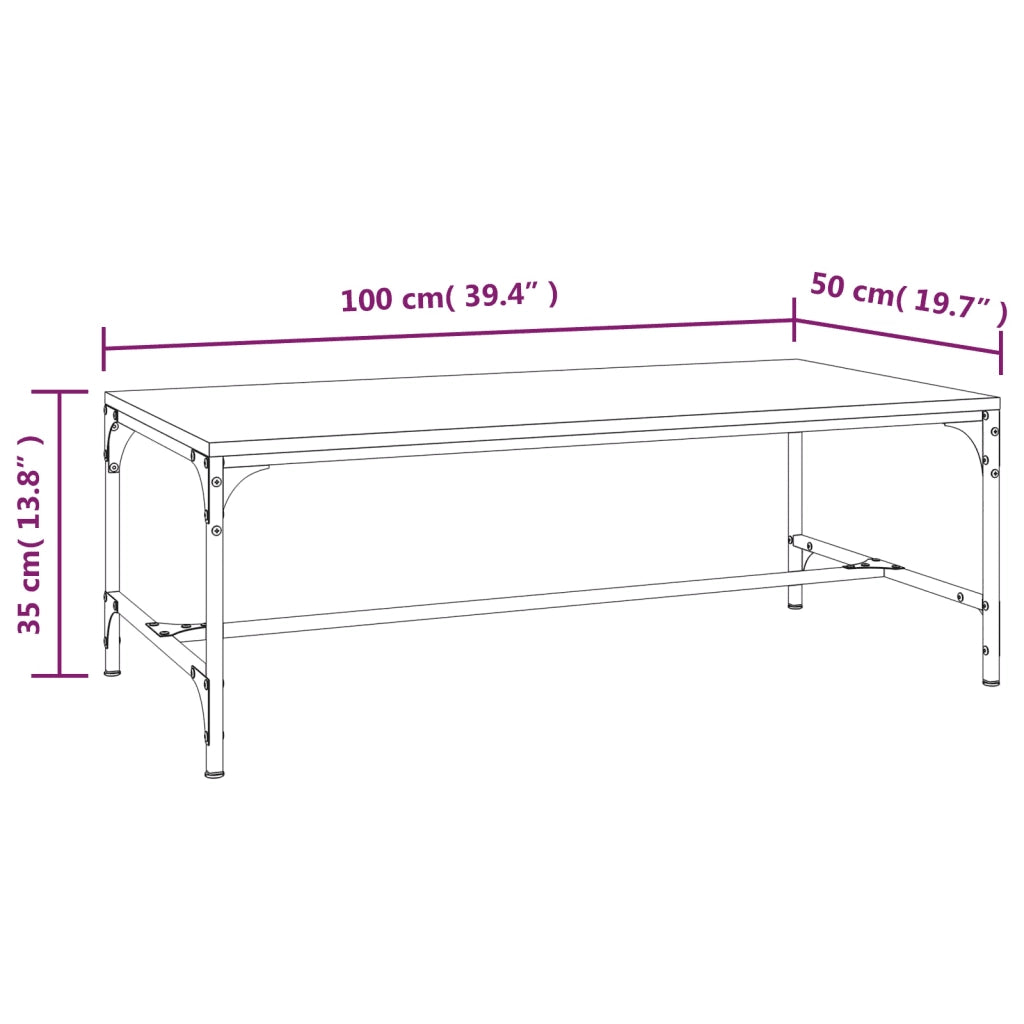 Tavolino da Salotto Nero 100x50x35cm Legno Multistrato 819387