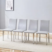 SEDIA da pranzo moderna Set da 4 pezzi 90 cm PU grigio chiaro e metallo argento