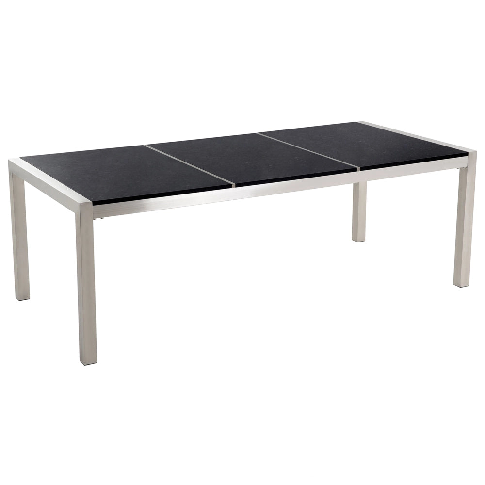 Set da pranzo da giardino bianco con piano in granito Nero 8 posti 220 x 100 cm piastra tripla