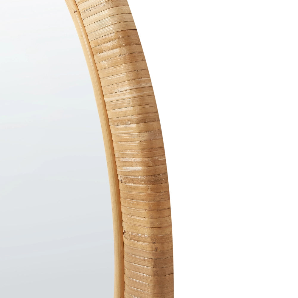 Specchio ovale da parete in rattan naturale 70x50 cm fatto a mano