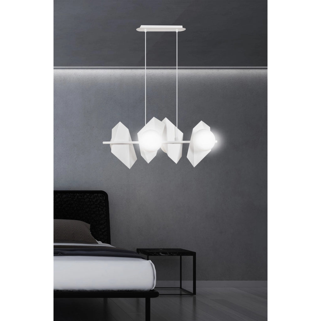 Lampada a sospensione Drifton in acciaio bianco