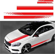 Set di 5 adesivi per auto, strisce laterali da corsa - decorazione per auto - SUV - camion - veicoli da terreno (Rosso)
