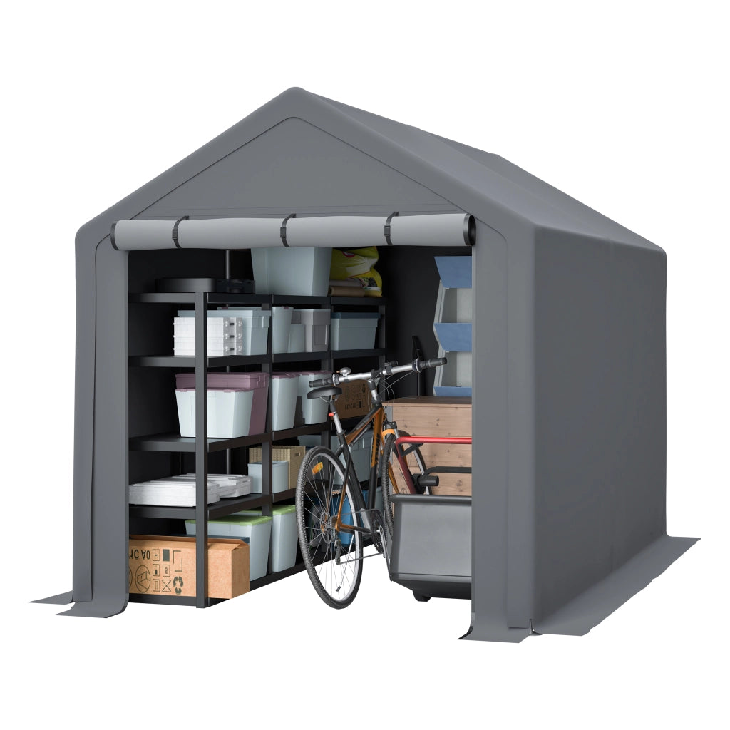 Tenda garage multifunzione grigio scuro per bici, attrezzi e deposito esterno 296x190x200 cm