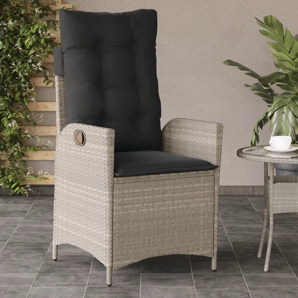 Sedia Reclinabile Giardino | Sedie da Esterno con Cuscini Grigio Chiaro Polyrattan