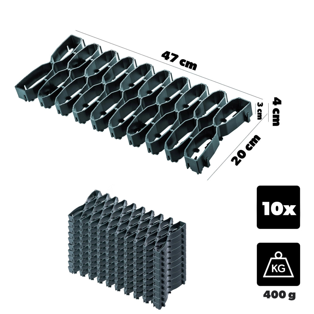 Griglia per prato KADAX per robot tagliaerba, ideale per superfici curve, 47 cm, set da 10 pezzi