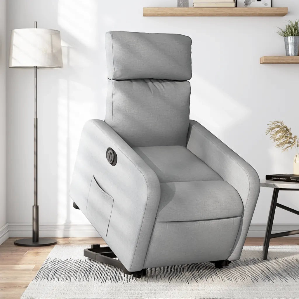 Divano Sedia-Poltrona Reclinante Alzapersona Elettrica Grigio Chiaro Tessuto 325764