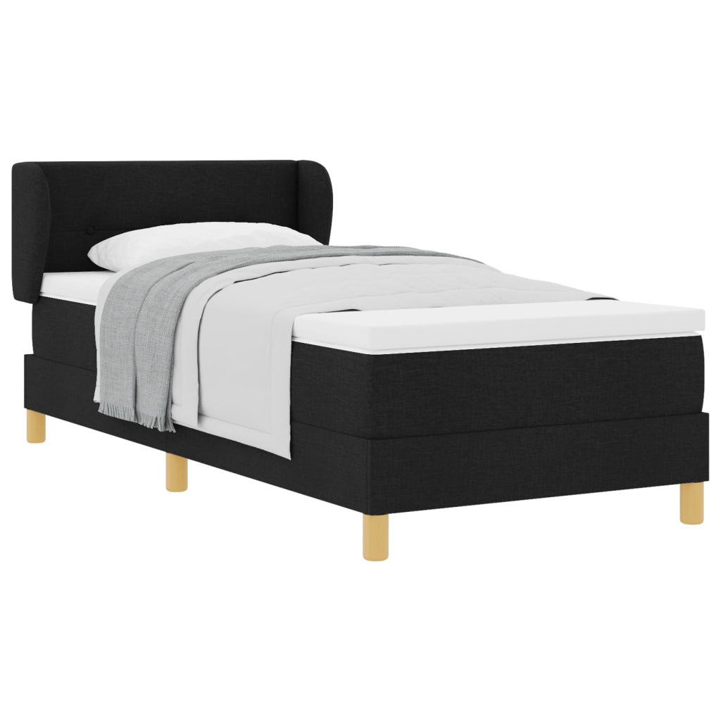 Letto con Materasso in Tessuto Nero 100x200 cm