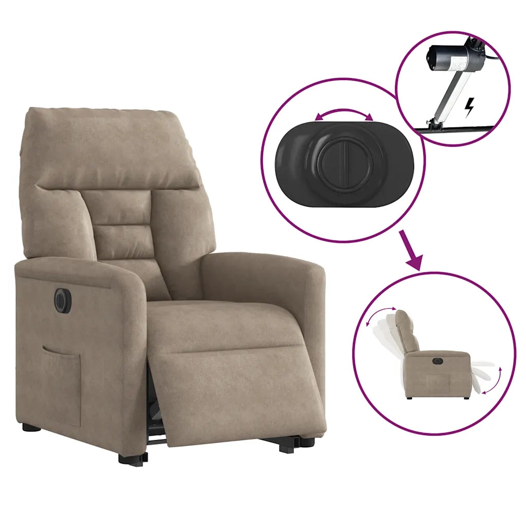 Poltrona Alzapersona Reclinabile Elettrica Tortora Microfibra 3303101