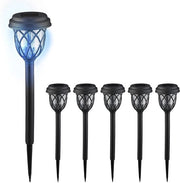 Set di lampade da giardino a energia solare da 6 lampioni con base da terra 425 x 10 cm LED nero/trasparente.