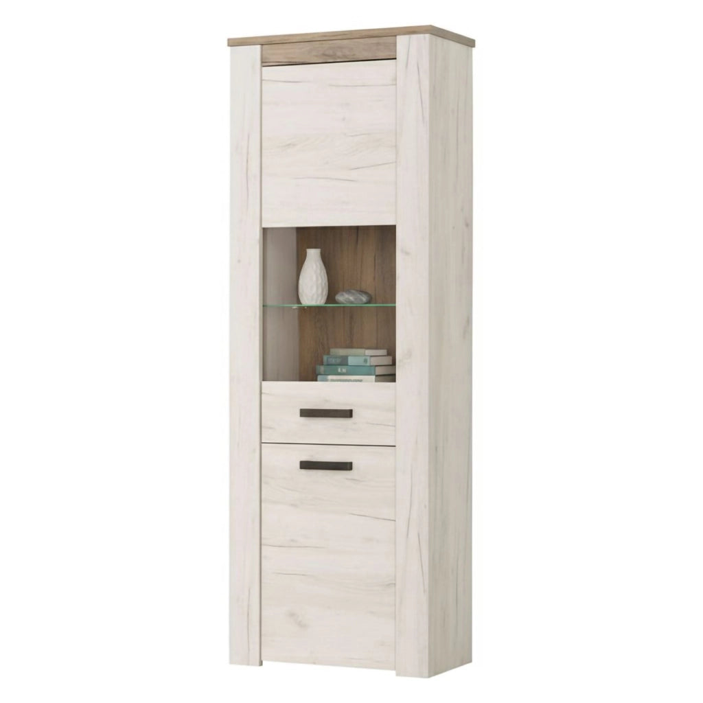Mobile Espositore Sulbiate, Vetrina 4 Ripiani, 68.5x36.5x195h cm Bianco Larice