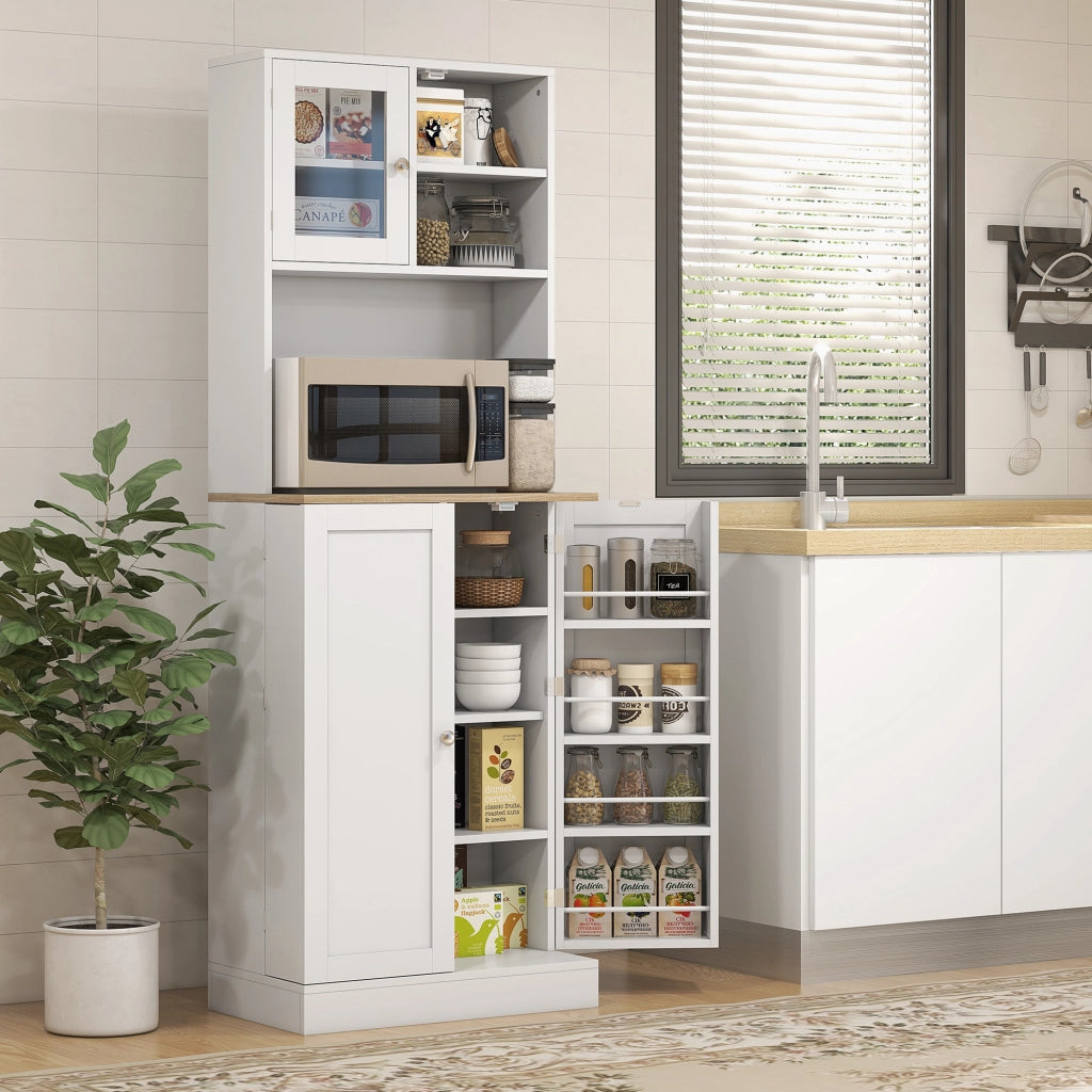 Armadio Cucina con Ripiani Aperti e Portaspezie ¨C Zephmum ¨C 60x35x169 cm Bianco