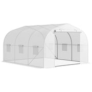 Serra a Tunnel da Giardino con 6 Finestre e Porta a Rullo 3,5x3x2 m in Acciaio e PE Bianco
