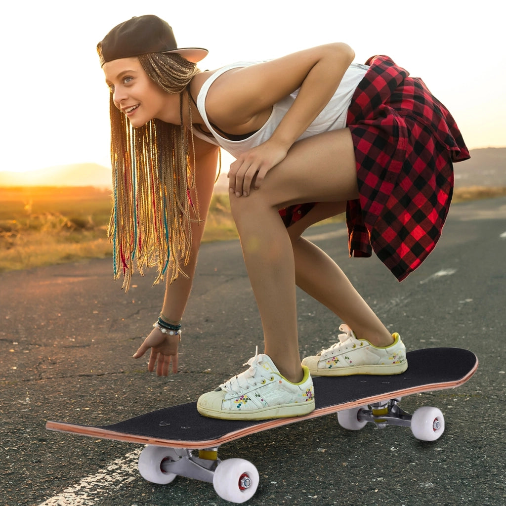 Mini Skateboard in legno con 4 ruote PU antiscivolo resistenti, Skateboard per principiante esperto 80x20cm Blu