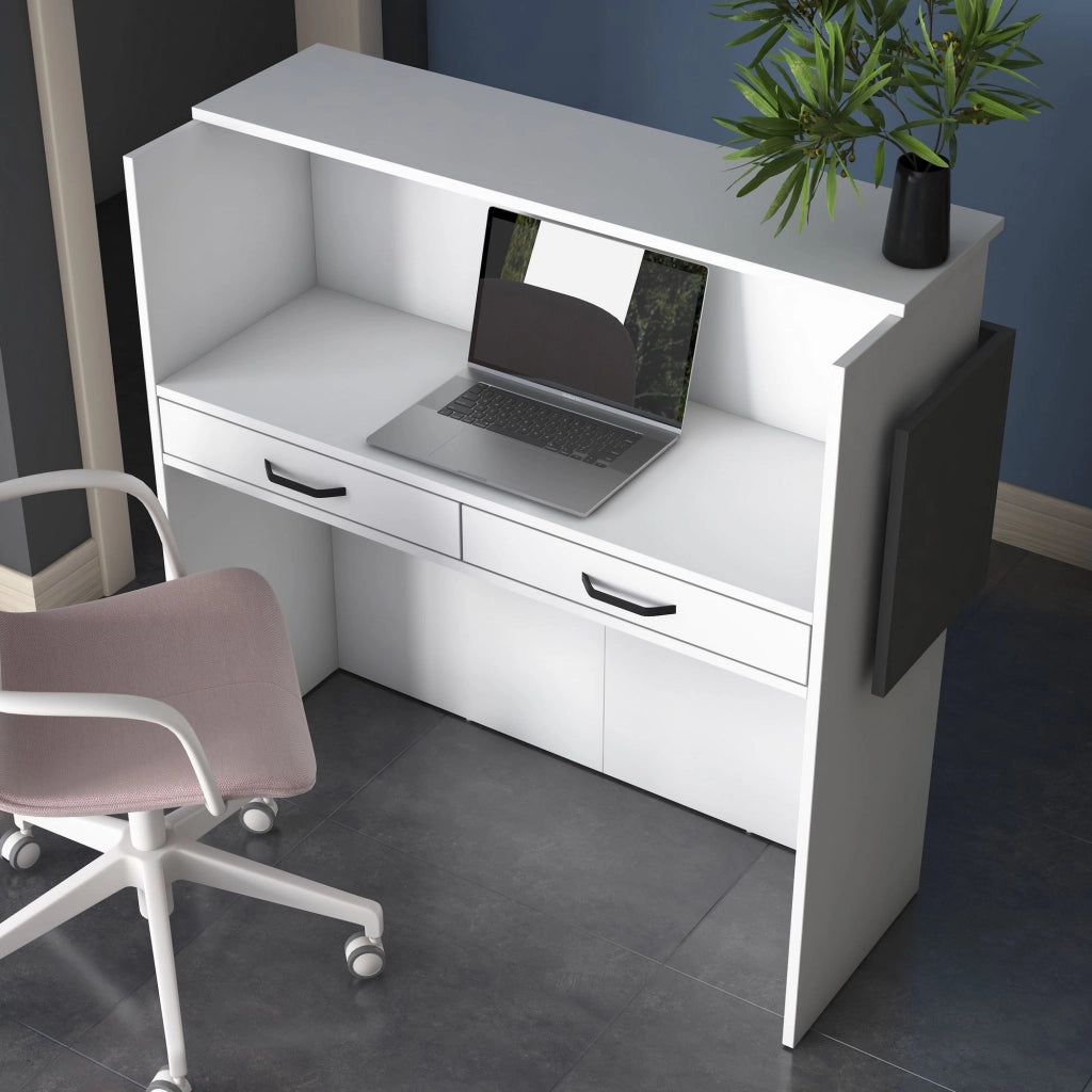 Volano, Scrivania un Ripiano, 110x40x110h cm Bianco