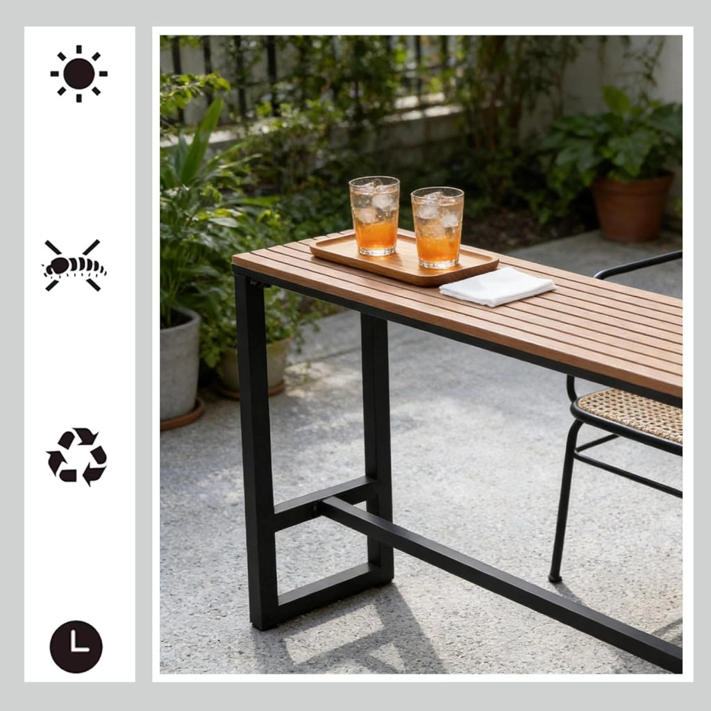 Tavolo Alto Bancone Bar da Esterno Tavolino Alto e Stretto da Balcone Salvaspazio per Cucina Sala da Pranzo Bar Esterno(140cm/55.1in)