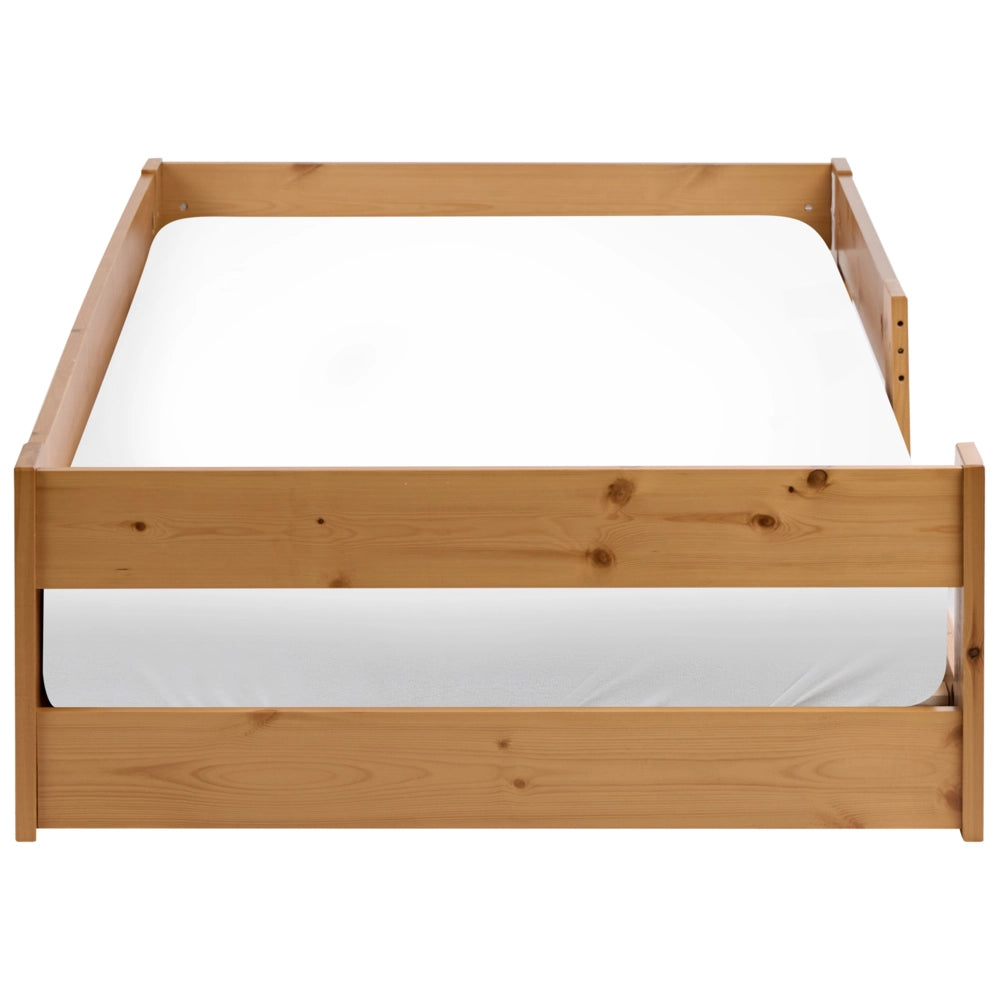 Letto a piattaforma per bambini in legno di pino con rete a doghe marrone 90 x 200 cm con telaio a doghe