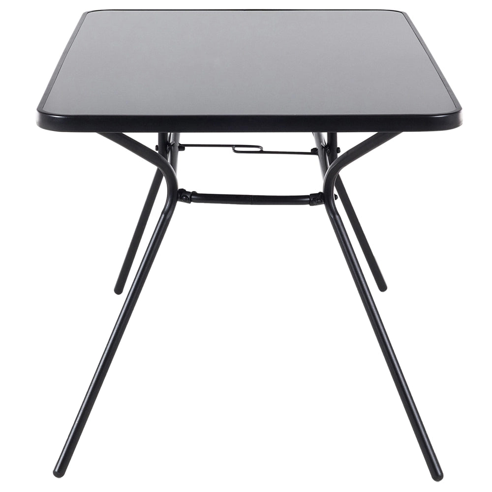 Set da pranzo all'aperto da 7 pezzi Tavolo Nero a 6 posti Sedie pieghevoli Giardino moderno