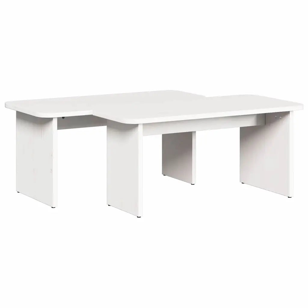 Tavolino da salotto 2 pcs Bianco Legno di pino massello 873524
