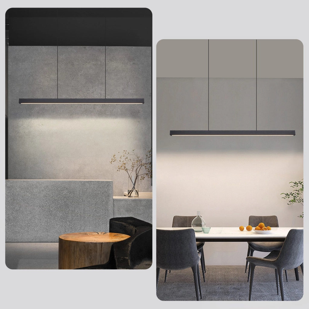 Lampada a sospensione ZMH lineare nera da 108 cm per sala da pranzo, dimmerabile, per bar della cucina