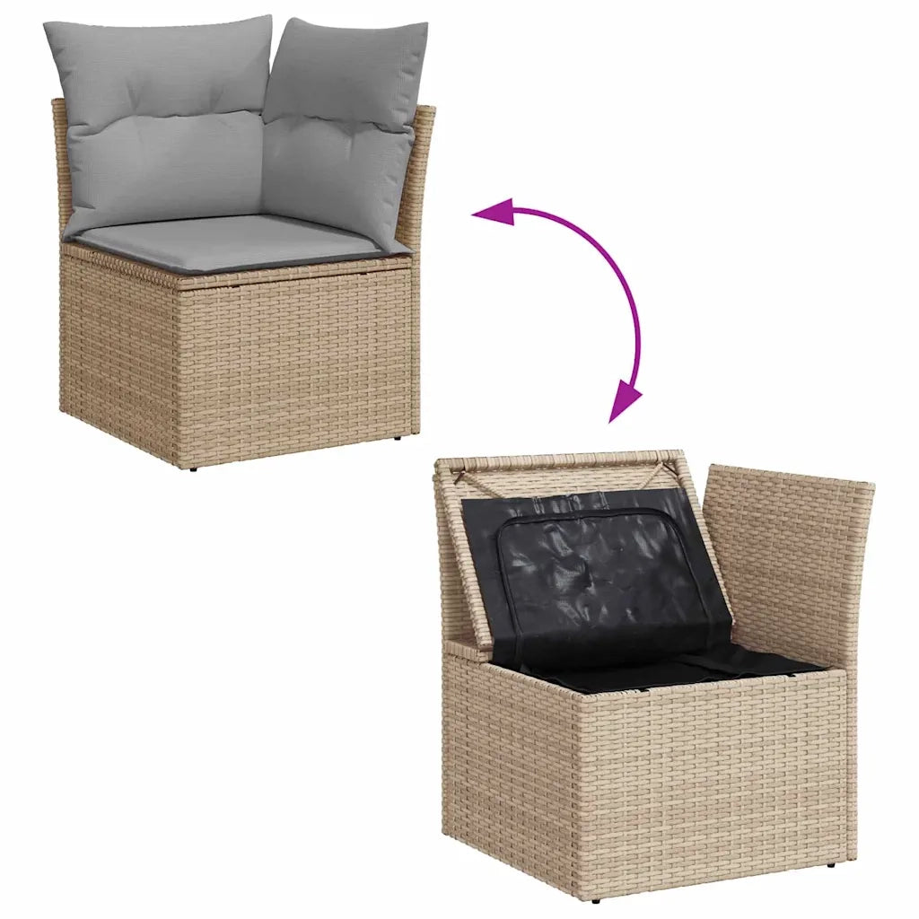 Set Divano da Giardino con cuscino 8 pcs Beige Poly Rattan 3364992