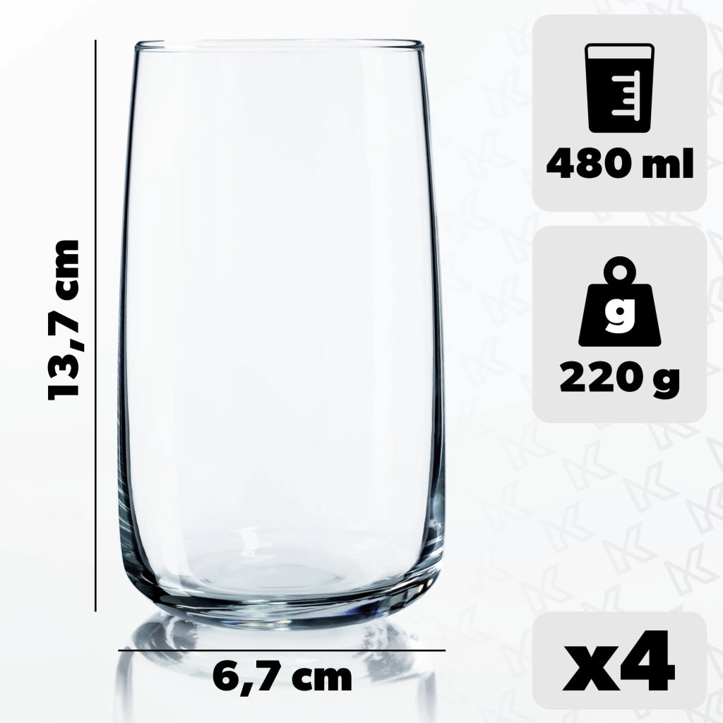 Set di 4 bicchieri da bibita KADAX da 480 ml, ideali come regalo.