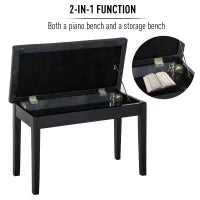 Sgabello Pianoforte Professionale con Vano Portaoggetti Finta Pelle, Legno 76 x 36 x 50cm Nero Sgabello Panchetta Panchina Sedia per Pianoforte con vano portaoggetti