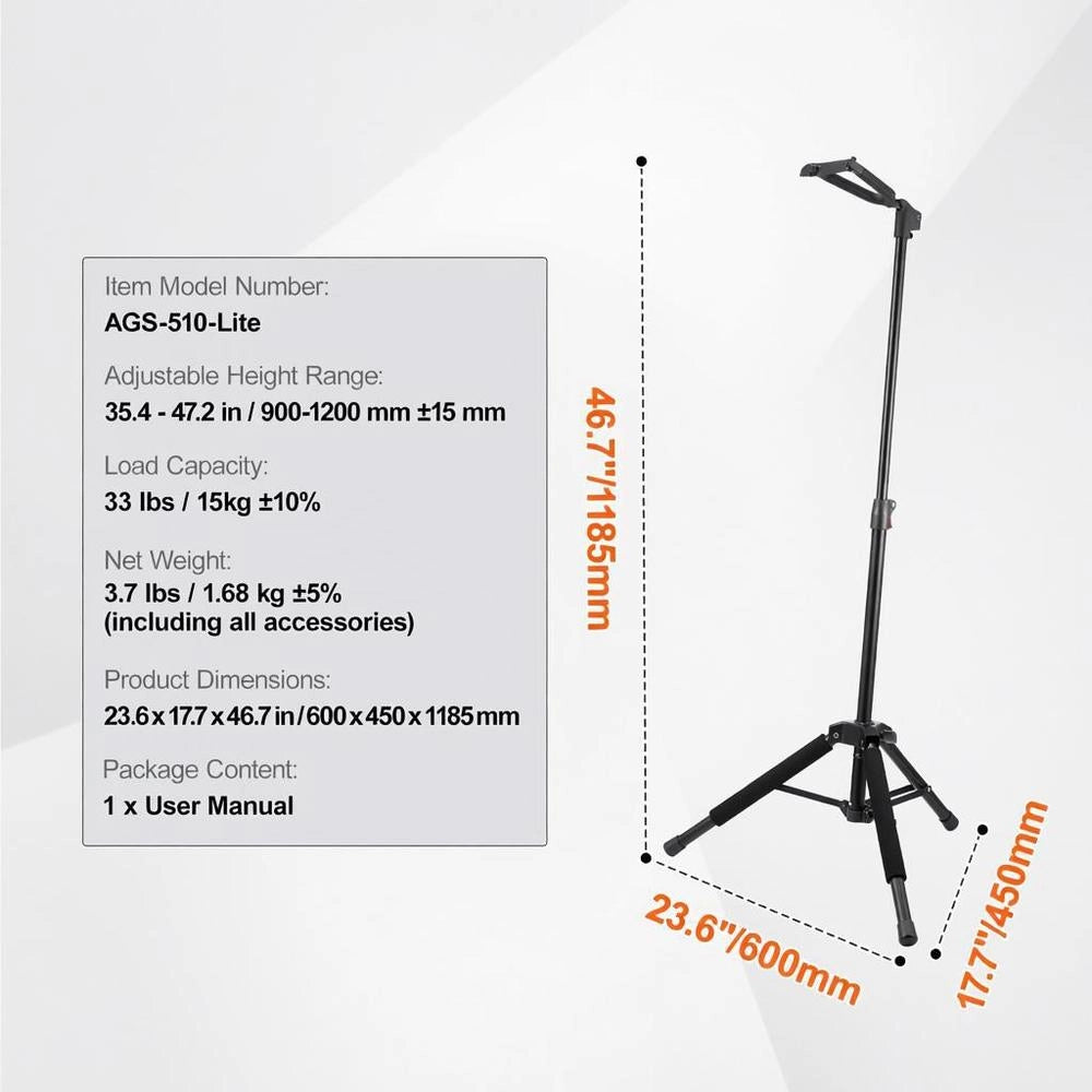 Guitar Stand, Guitar Tripod, Frame, Height Adjustable 900-1200 Mm