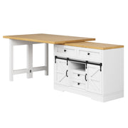 Tavolo da pranzo con armadio laterale; pannelli girevoli a 360°; per cucina; 120-197 × 40 × 72 cm