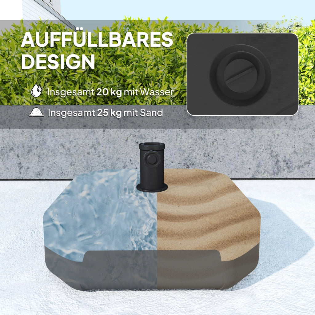 Sostegno per ombrellone quadrato ¨C zephmum ¨C riempibile fino a 25 kg per ombrelloni 38/48mm