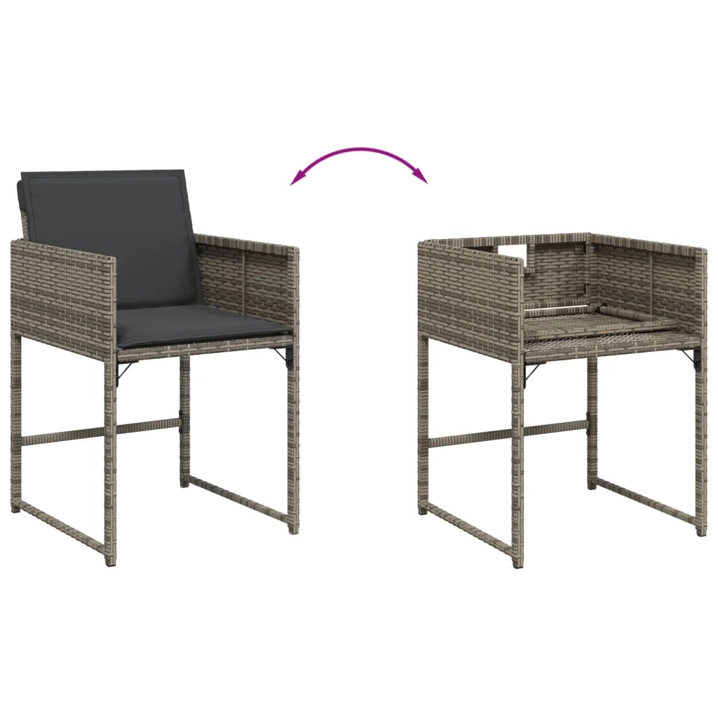 Set da Pranzo da Giardino 13pz con Cuscini Grigio in Polyrattan 3278071