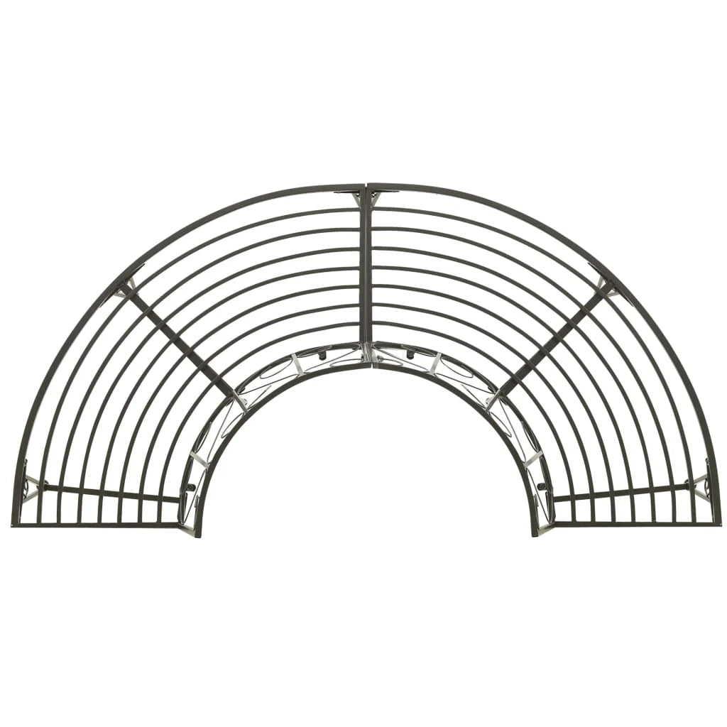 Panca da giardino mobili da esterno per patio albero da giardino terrazza semicircolare 160 cm acciaio grigio argento 02_0011136