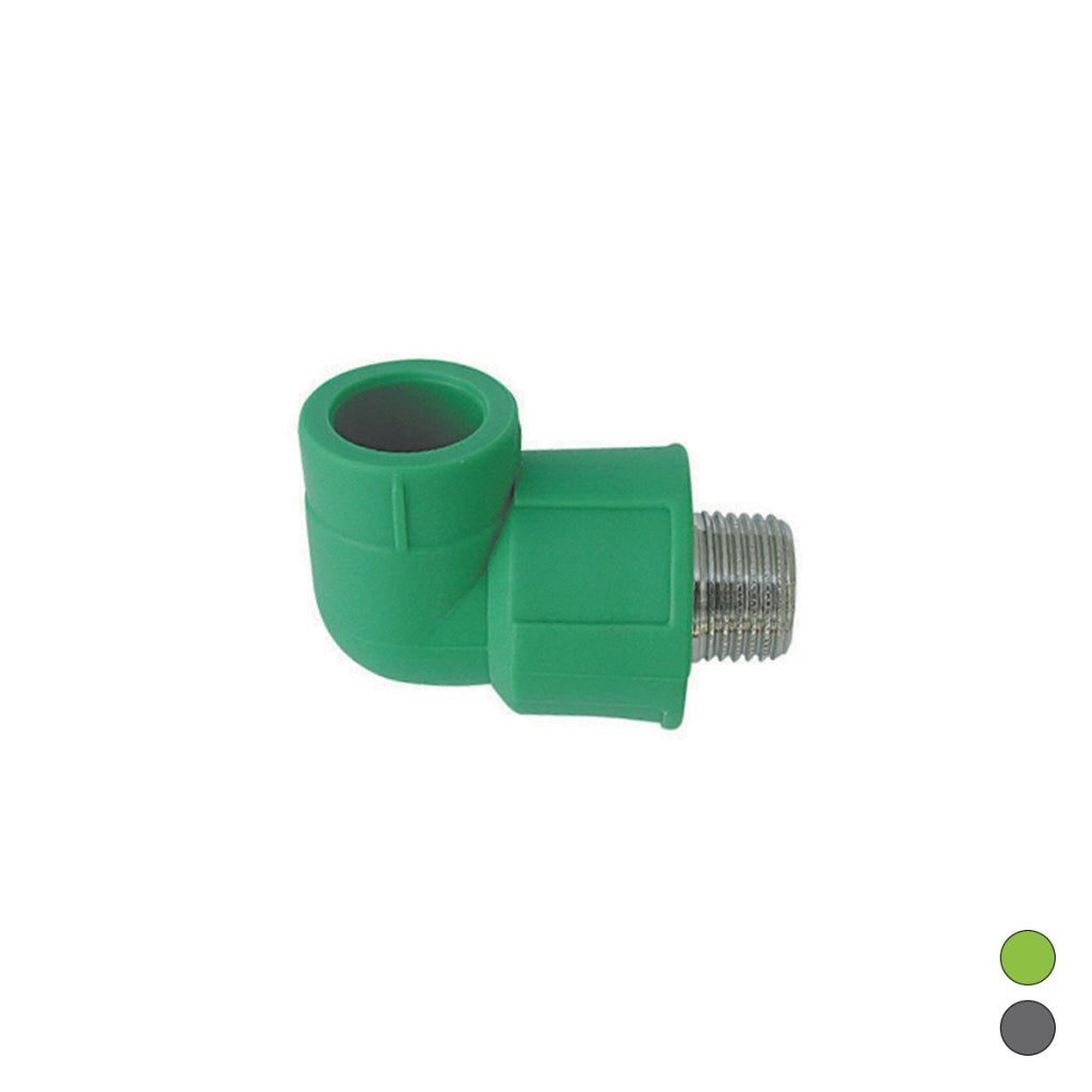 GOMITO FILETTATO MASCHIO IN POLIPROPILENE- 1/2 x Diam. 20 Grigio- DH- pezzi 1