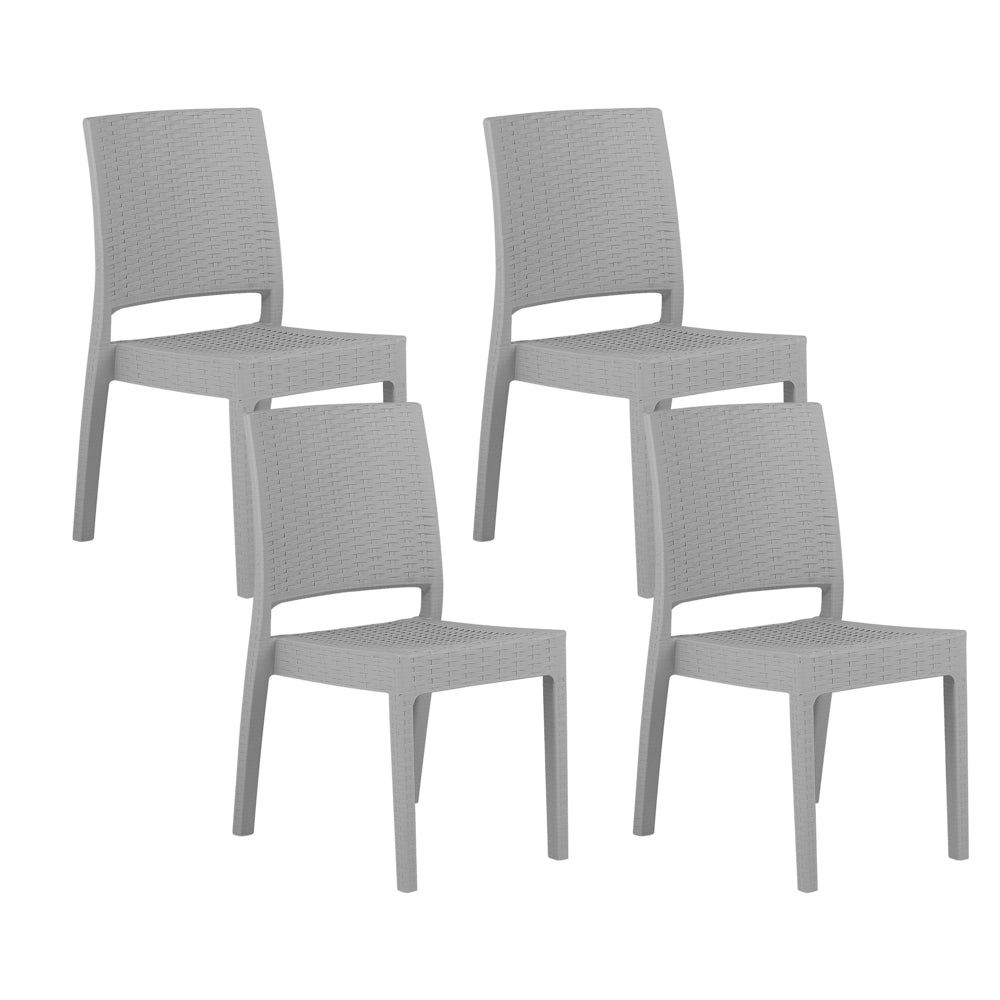 Set di 4 sedie da pranzo da giardino in materiale sintetico grigio chiaro impilabili per esterno minimalista
