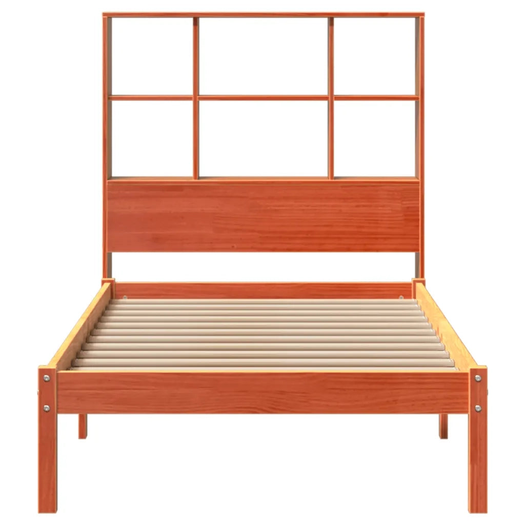 Letto Libreria senza Materasso Marrone Cera 100x200 cm in Pino 3321603