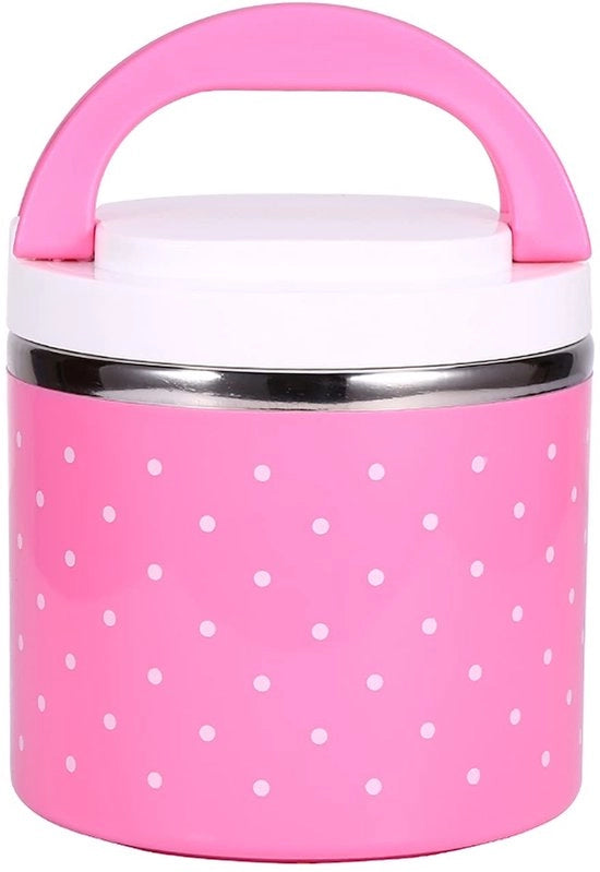 Termos per il pranzo - 630 ml - Acciaio inossidabile - Scatola per il pranzo - Ritenuta del calore 1-3 ore - Maniglie antiscivolo - Materiale PP - Rosa
