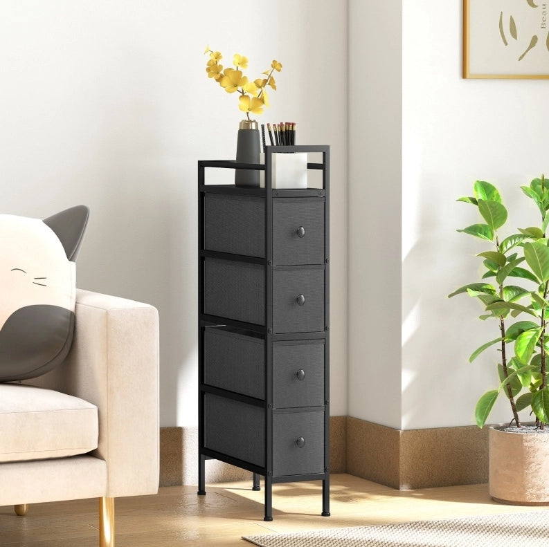 Cassettiera 20x43x81.5 cm con 4 cassetti; struttura stabile in legno; nero