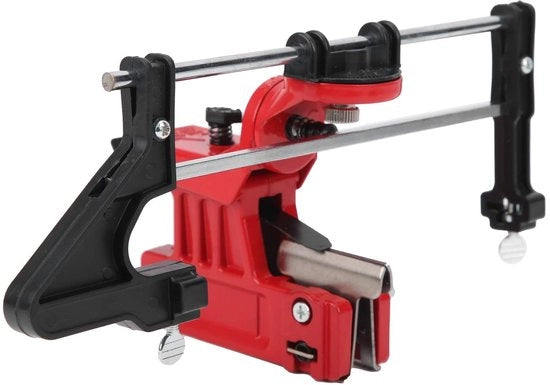 Tagliapunta a catena universale - Acciaio per utensili - Morsa regolabile - Denti precisi - Facile da utilizzare - Inclusa la guida - Tagliapunta a catena