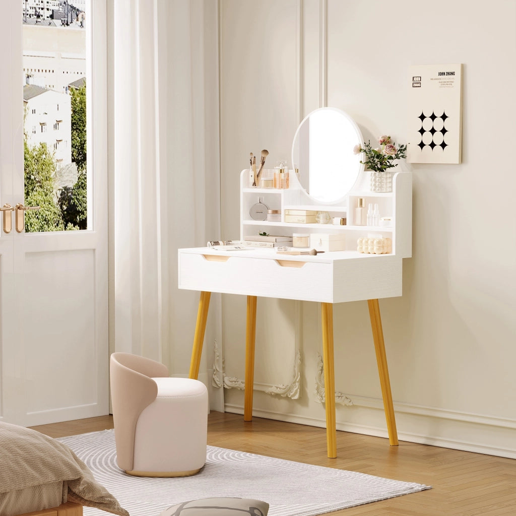 Moderna toeletta con specchio e cassetto capiente in stile scandinavo