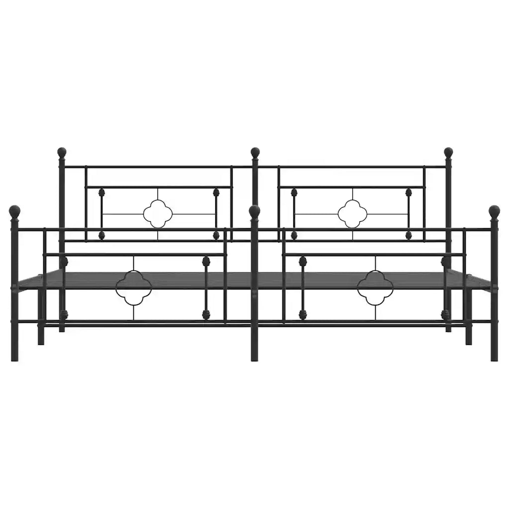 Giroletto con Testiera e Pediera Metallo Nero 193x203 cm 374363
