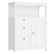 Mobiletto da bagno mobile contenitore 30 x 60 x 80 cm cassettiera armadio guardaroba con 3 cassetti e ripiani regolabili bianco 12_0006481