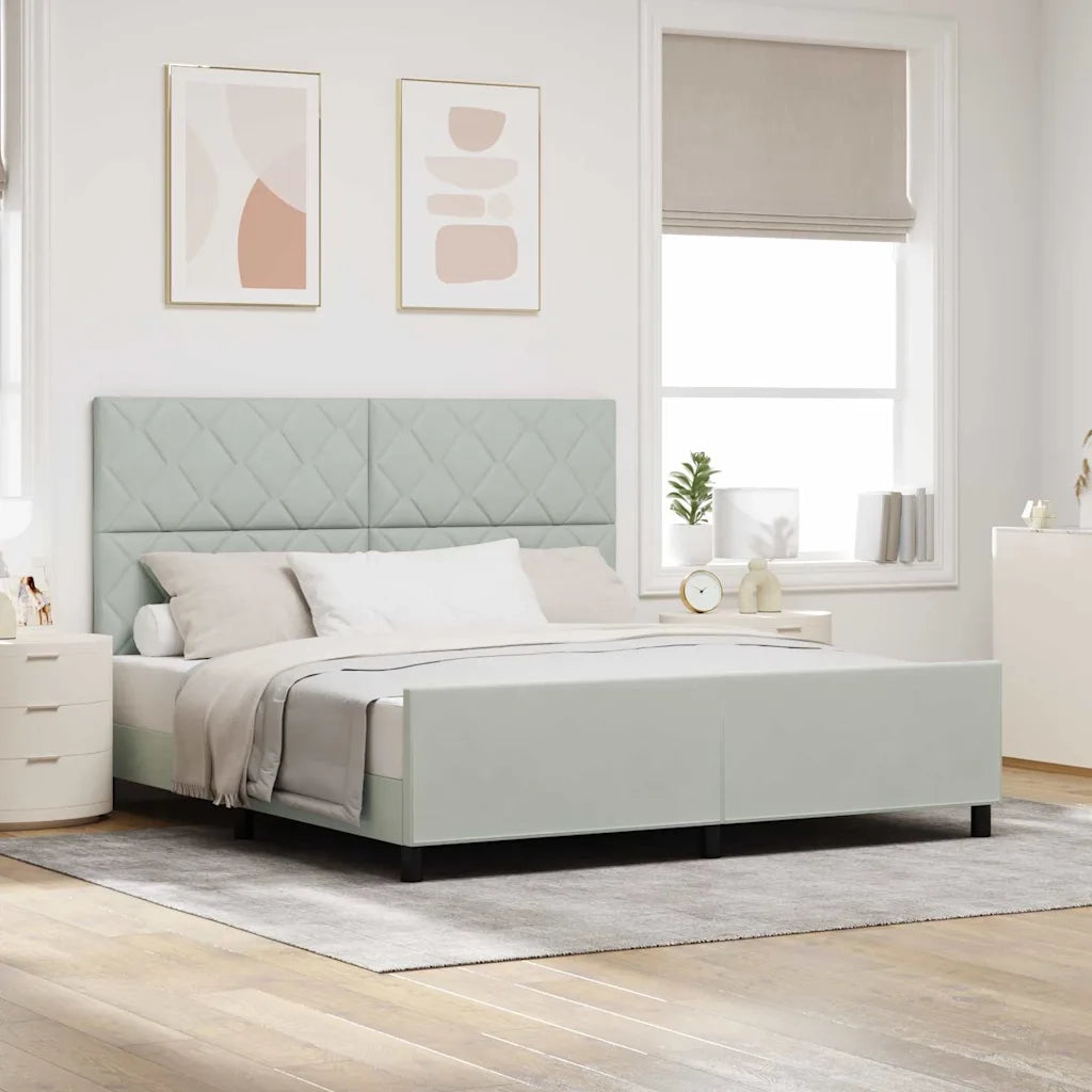 Letto a molle con testiera Grigio chiaro 180 x 200 cm Velluto 3345023