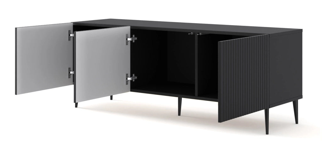 MOBILE RAVENNA B PORTA TV IN MDF RIVESTITO IN FOGLIO 3D 150 NERO OPACO GAMBE NERE