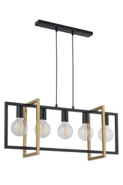 Lampada a sospensione Eden loft nero oro 5 luci 5xE27