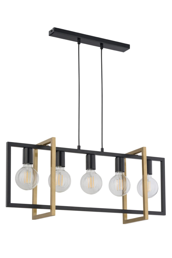 Lampada a sospensione Eden loft nero oro 5 luci 5xE27