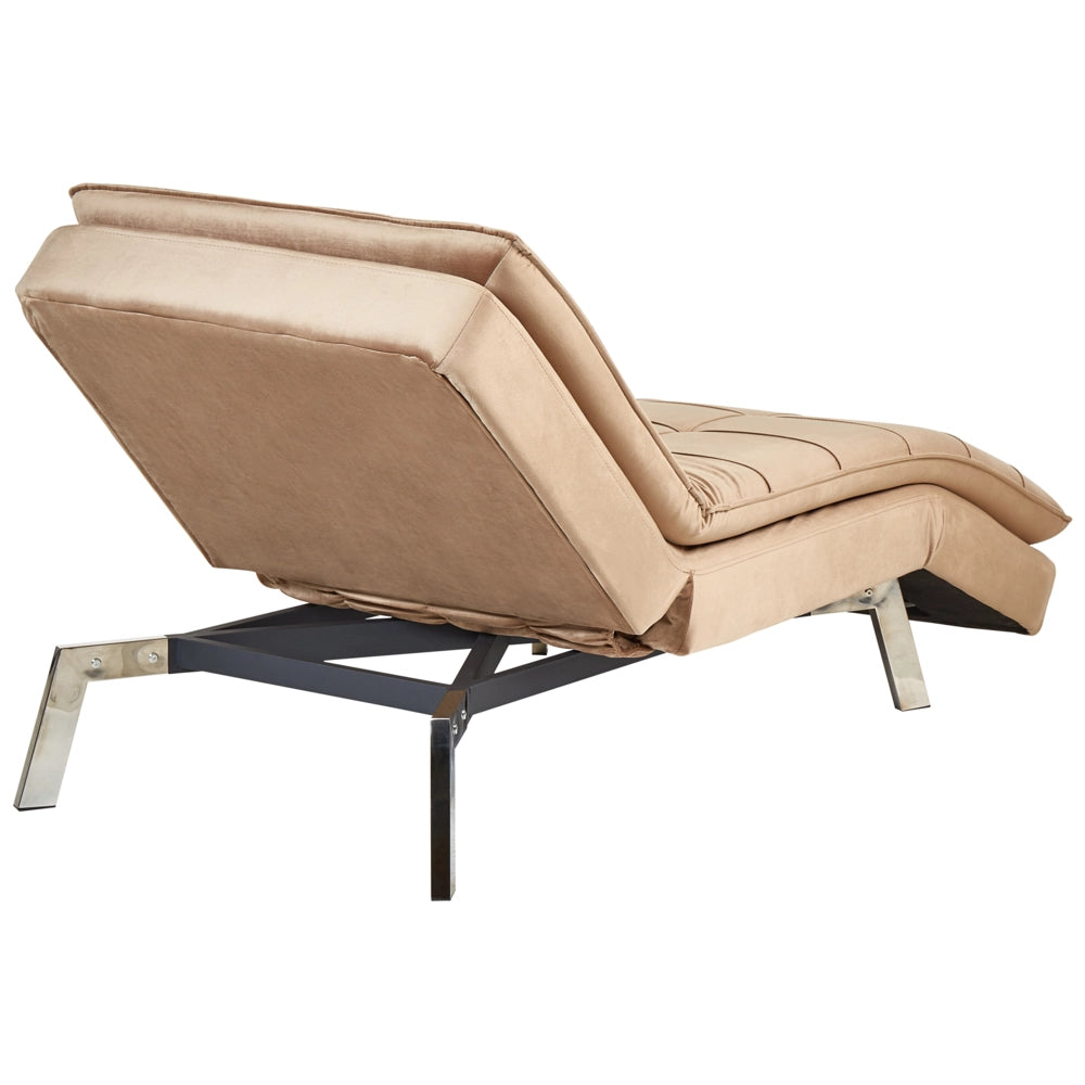 Chaise Longue Velluto marrone chiaro e Poggiapiedi Regolabili Moderna Glamour