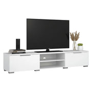 Mobile porta TV a due Ammiro, colore bianco lucido, cm 172 x 33 x 39
