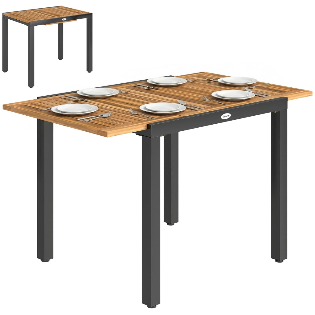 Tavolo da Giardino Estensibile ¨C zephmum ¨C Legno di Acacia e Acciaio 120/80x70 cm
