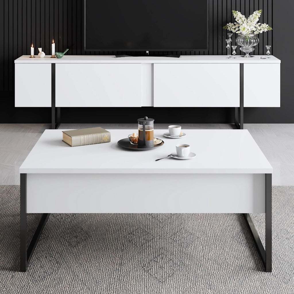 Porta TV in legno "Luxe" - 180 x 30 x 50 cm - Bianco