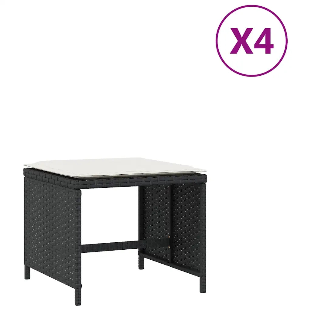Sgabelli da Giardino con Cuscini 4pz Neri 41x41x36cm Polyrattan 365041