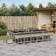 Set da Pranzo da Giardino 17pz con Cuscini Grigio in Polyrattan 3211367